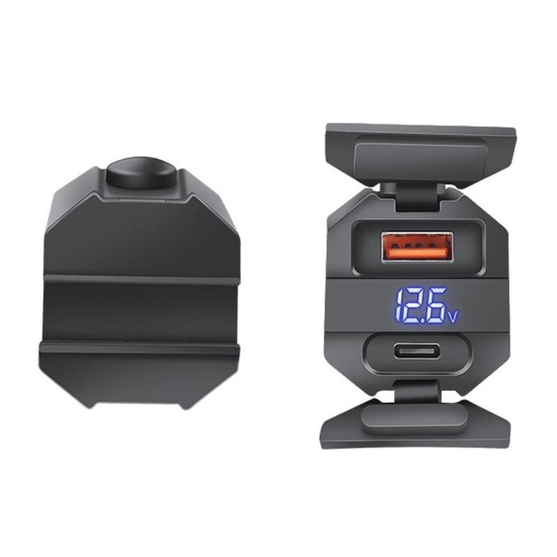 Motorcycle Power Socket Outlet with Covered Port, USB Charging Access and Direct Wire Cable for Device Use, Phone Maps, and Long Ride Travel