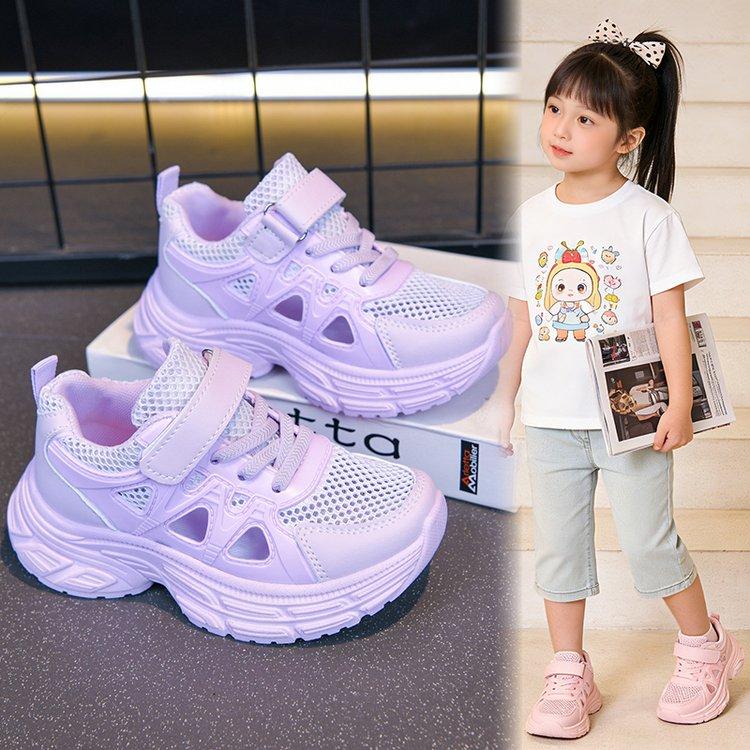 Summer Sport Shoes For Children Hollow Out Breathable Teenager Kid's Sneakers Anti-slippery Outdoor Running Footwear Boys Girls