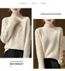 Women's High-Neck Diamond Pattern Knit Pullover Sweater, 2024 Autumn/Winter, Loose Fit, Thickened Short Base Layer