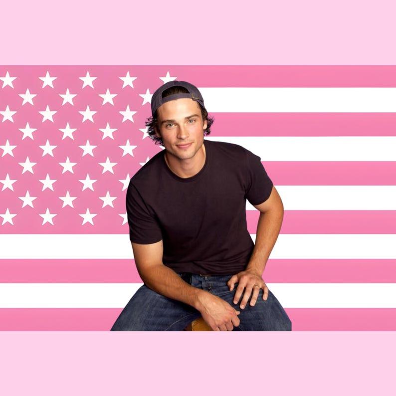 Arazzo bandiera americana rosa
