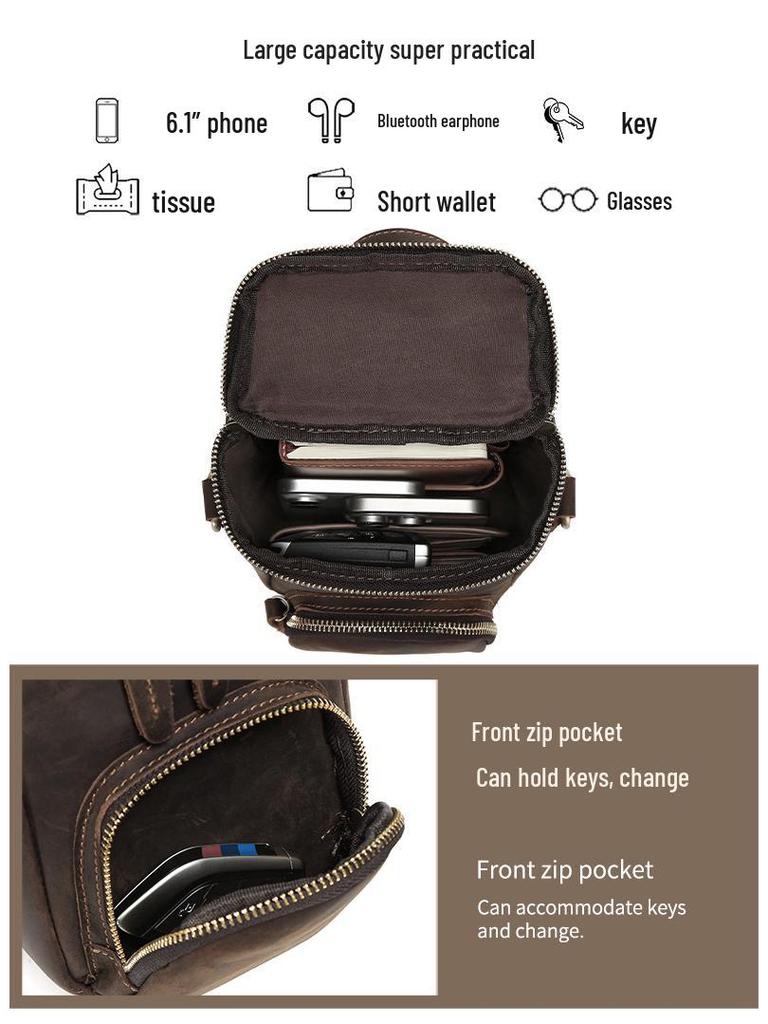 2025 Men's Vintage Leather Crossbody Bucket Bag - Casual Outdoor Shoulder Bag