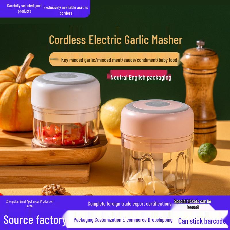 Elektrisk hvitløks- og kjøttkvern: Mini matkutter, kvern og skreller for husholdnings- og babymat