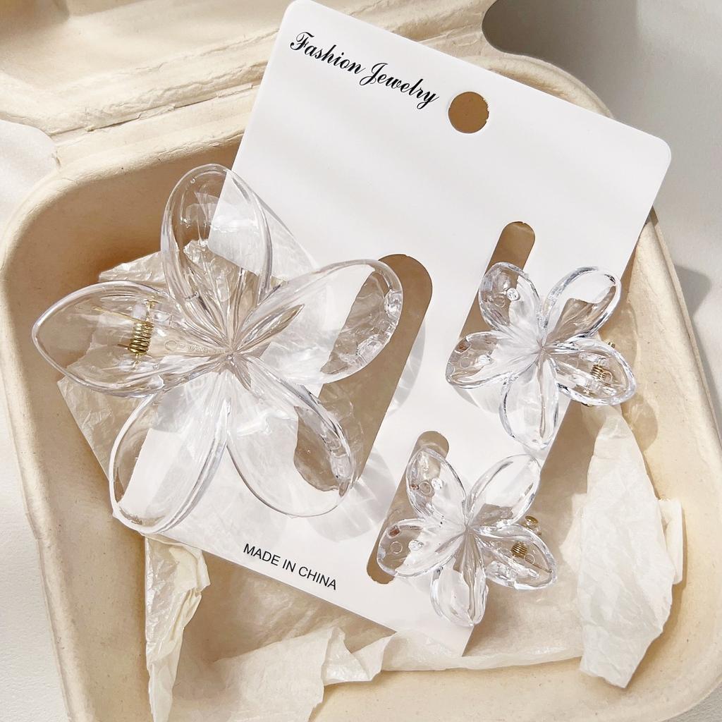 3pcs Vacation Egg Flower Hair Claw 2 Size Women Girls Ponytail Hairpins Bath Beach Hair Crab Clip Headwear Accessories