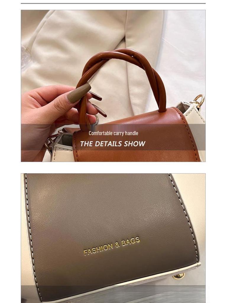 Color Block Handheld Bag for Women - Spring/Summer 2025: Versatile High-End Small Square Shoulder Bag with Niche Design.