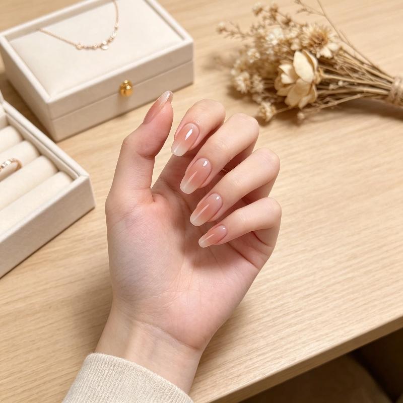 30Pcs White Edge Nail Wear White Edge Blush Press Elegant Fake Nail Tips Skin Brightening Artificial Nails For Diy Nail Art