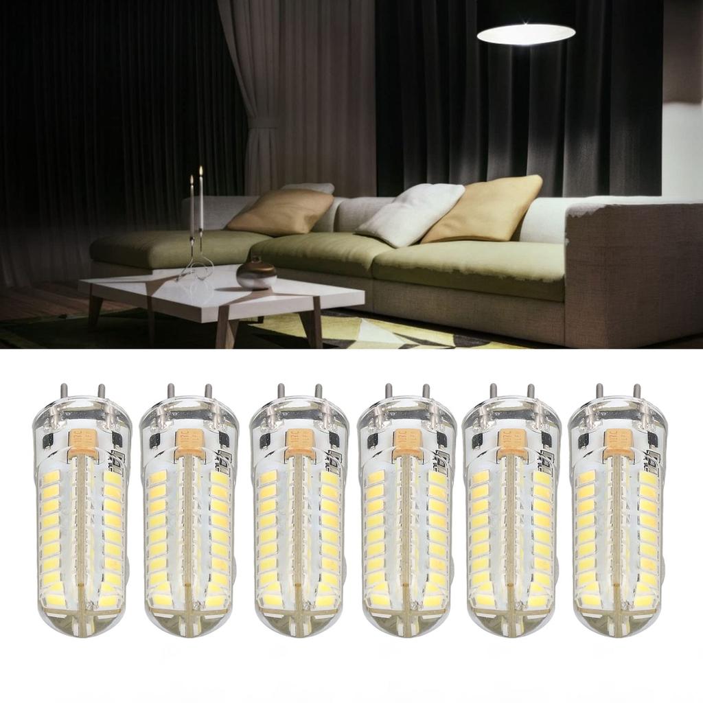 6-Pack GY6.35 LED Bulbs, 7W ACDC12V, 700lm, 360-Degree LED Cone Bulbs, for Pendant Lamps and Ceiling Lamps (Bright Light)
