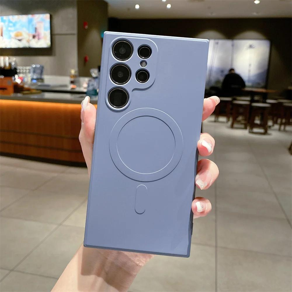 Silicone Liquido Per Custodia Ricarica Wireless Magsafe Per Samsung Galaxy S25 S24 Ultra S23 S22 S21 A55 A15 A35 A05 Cover Antiurto