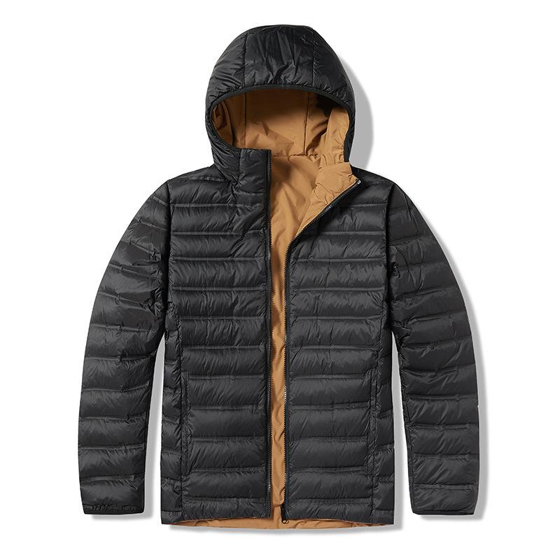 

Meibeijia down jackets for men and women wear outdoor warm and water-proof light down hooded jackets on both sides S чорний