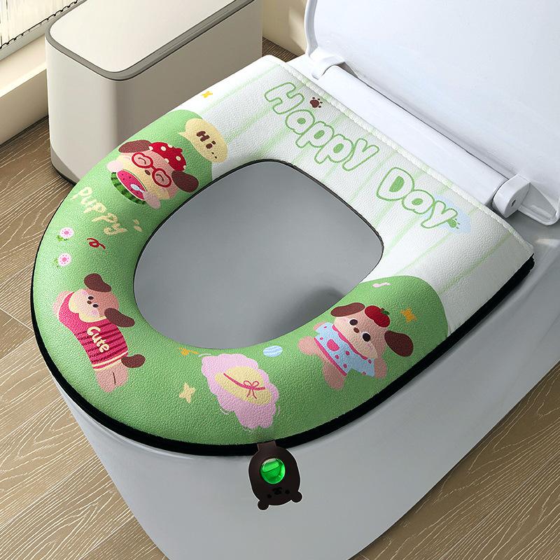 

New wipe-free water-washable four-season universal bathroom winter toilet mat зелений