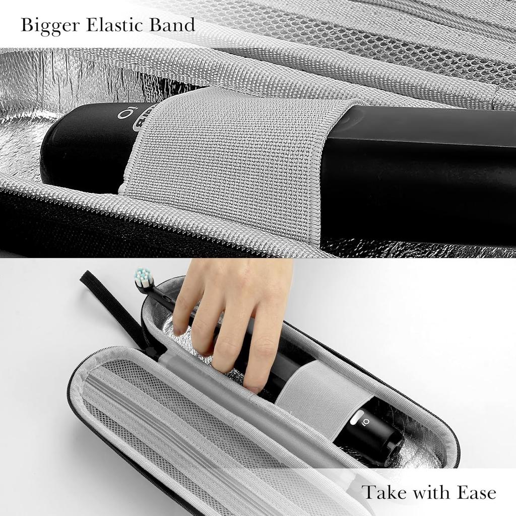 Linkidea Electric Toothbrush and Toothpaste Travel Case with Ventilation and Pocket for Charger, Compatible with Oral-B iO Series, Philip Sonicare,