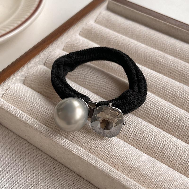 Eleganter koreanischer Zirkon-Perlen-Haargummi - Gummiband im französischen Stil