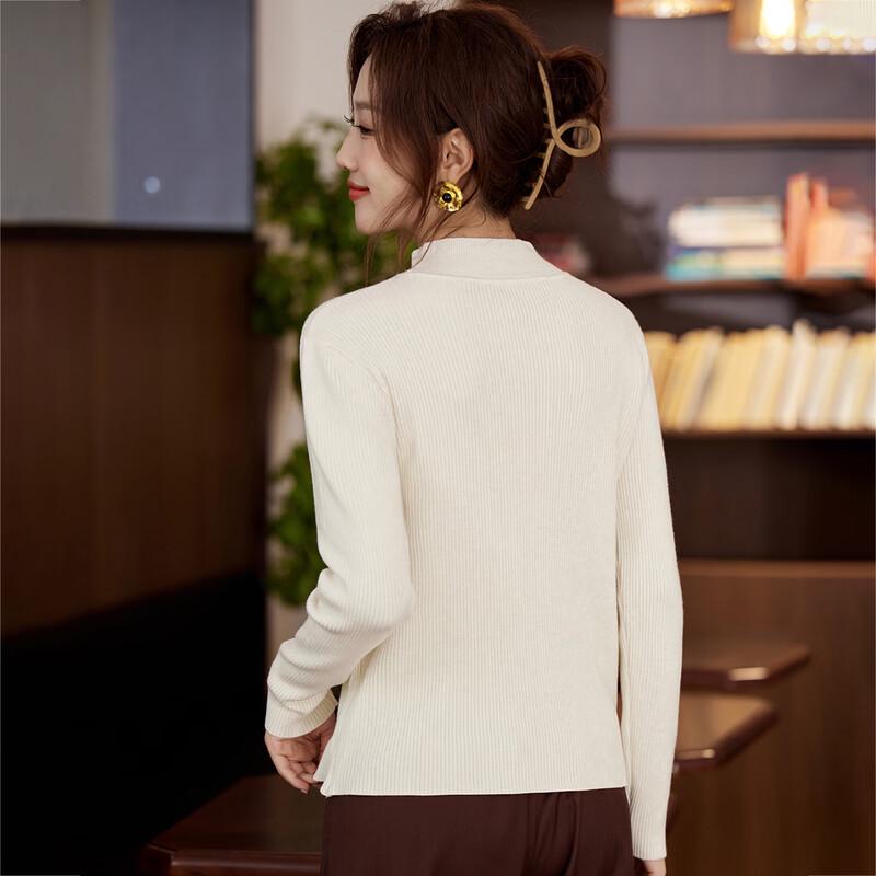KAVON Women's Semi-High Neck Long Sleeve Knit Pullover