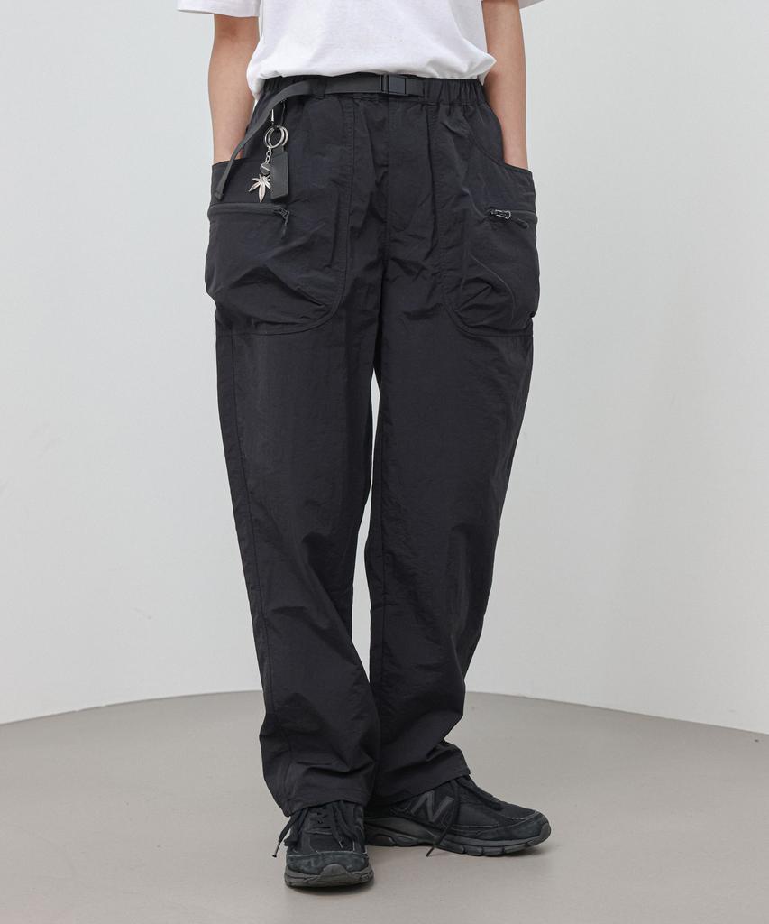 MODERMENT [Nylon] Belted Tech Cargo String Pants [Black]
