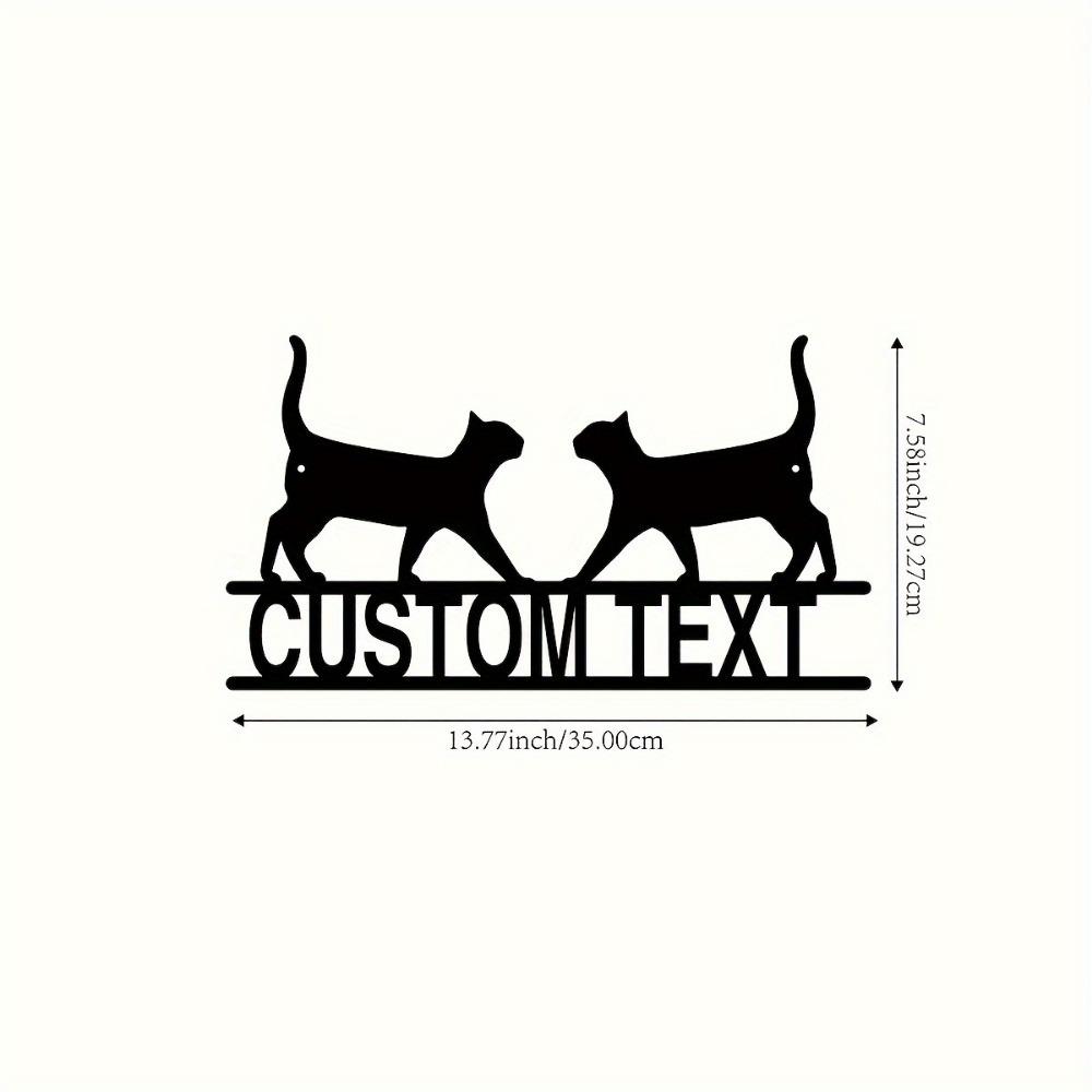 Metal Cat Door Sign, Personalized Address Plaque, Home Wall Decor, Easy Mount, Unique Gift