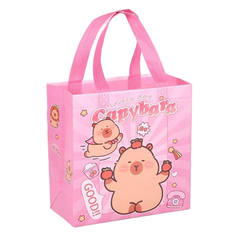 Cartoon Shopping Bag 9x9x4Inch Nonwoven Fabric Bags with Handle Carring Bag For Wedding Bridal Showers Retail Packaging