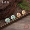 New Enamel Geometric Oval Leaf Stud Earrings Pendant Set, Women's Simple Personalized Leaf Necklace