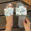 2025 Summer Open Toe Women's Slippers Printing New Outdoor Daily Plus Size Butterfly-knot Soft Bottom Flat Slippers