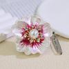 Women Brooch Sparkling Rhinestones Imitation Pearl Decor Flower Design Lapel Pin Chinese Style Sweater Scarf Badge Jewelry Accessories