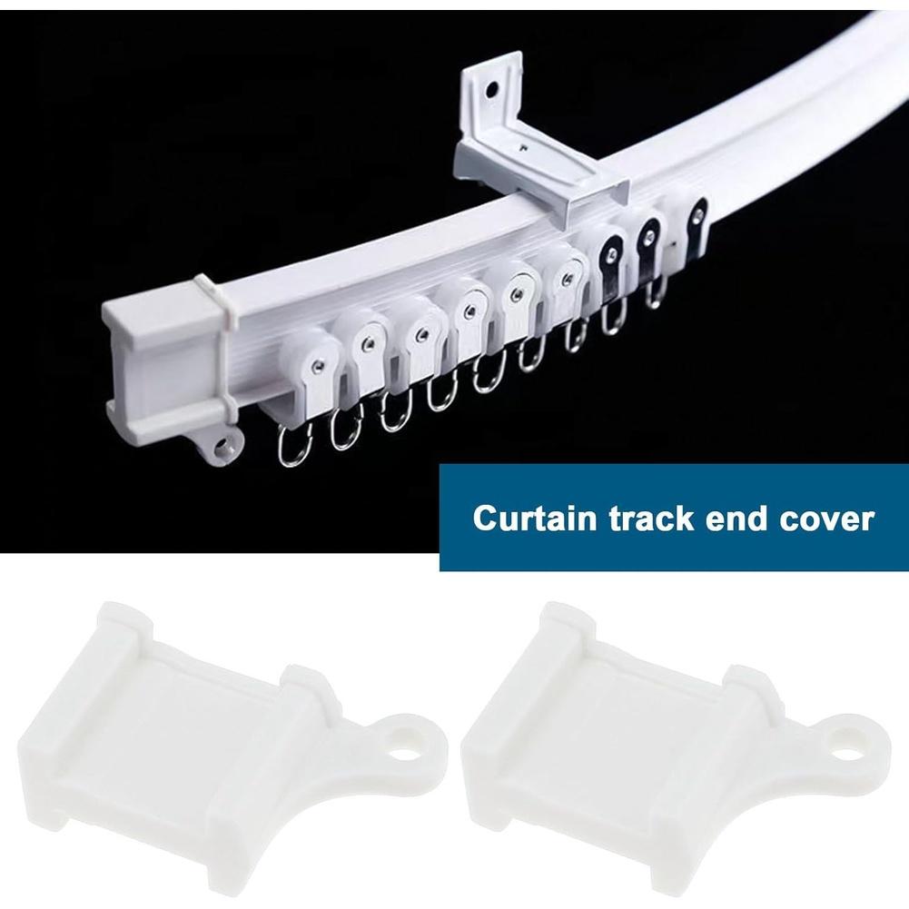 Curtain Track End Cap Set 8pcs White Plastic Fittings for Flexible Tracks Edge Width ~1cm Size 3.9x1.3x2.4cm Decor