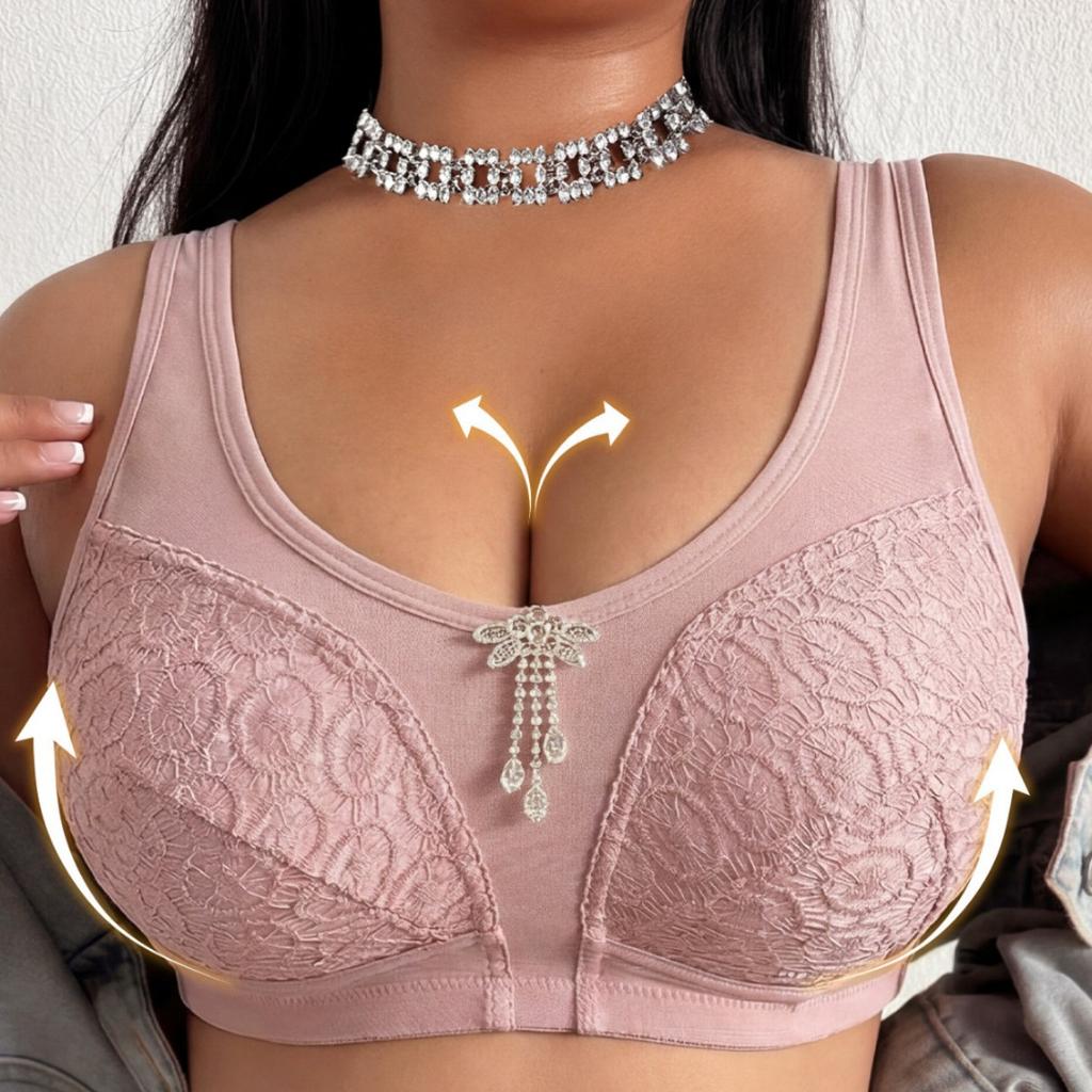 Trägerloses Tank-Top-BH, Ohne Polsterung, Dünn, Große Körbchen, Spitze, Rein Ästhetisch, Übergröße Damen Unterwäsche