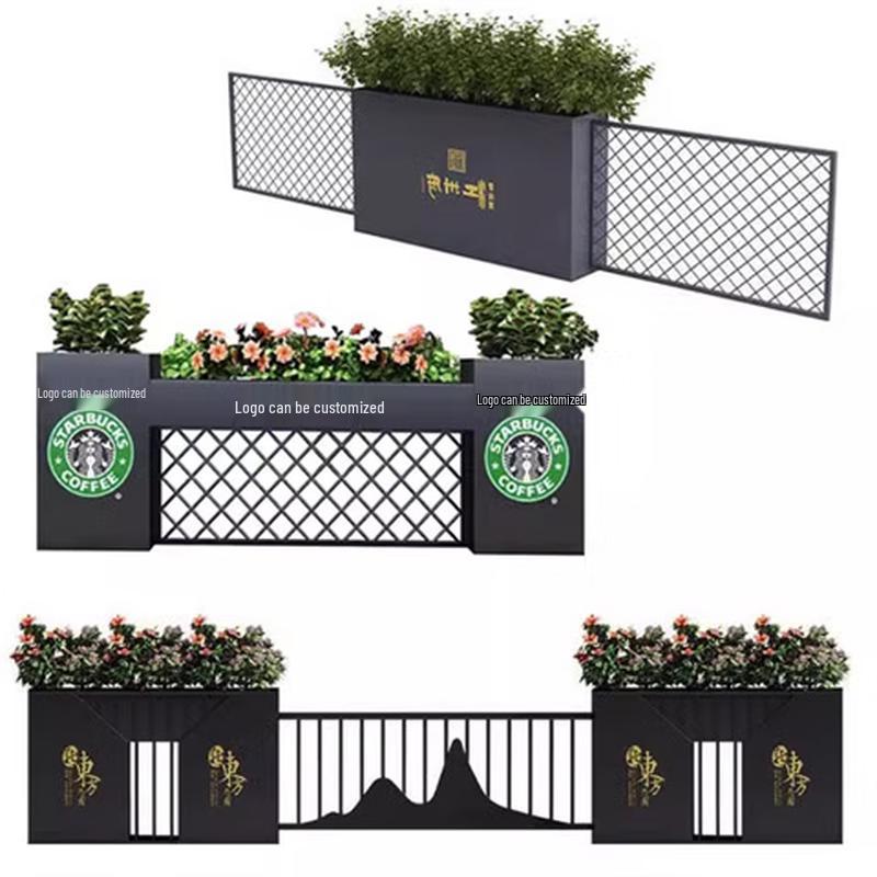 Yumao Iron Art Planter Box with Fence Partition