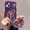Catena per Capelli Viola Adatta per Custodia per Cellulare Apple 16promax 15 Cartone Animato Carino 14 Doppio Supporto 13 Silicone Morbido