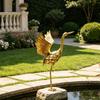 Statua Metallica Design Airone, Decorazione Artistica in Metallo Fatta a Mano per Giardino, Scultura da Giardino Resistente alle Intemperie per Patio Esterno Prato Laghetto Regalo