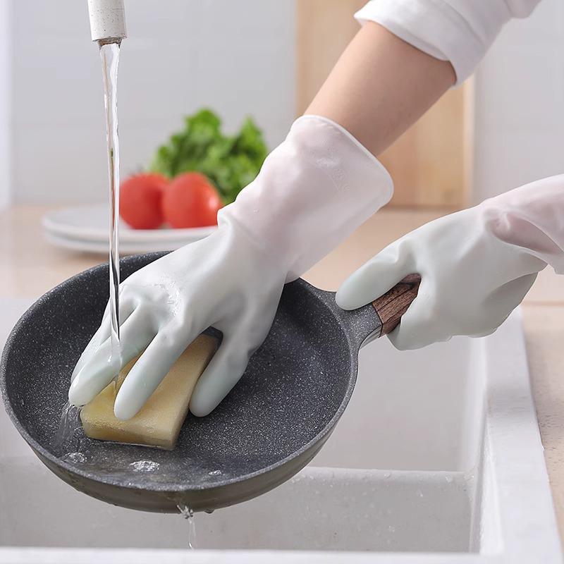 Durable Non-Slip Rubber Dishwashing Gloves for Kitchen, Laundry, and Household Chores