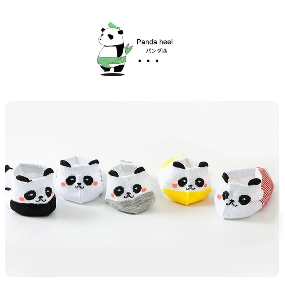 5 Paar Panda-Muster Cartoon-Socken Rutschfest Tierdruck Socke Cartoon Baby-Socken Für Jungen und Mädchen
