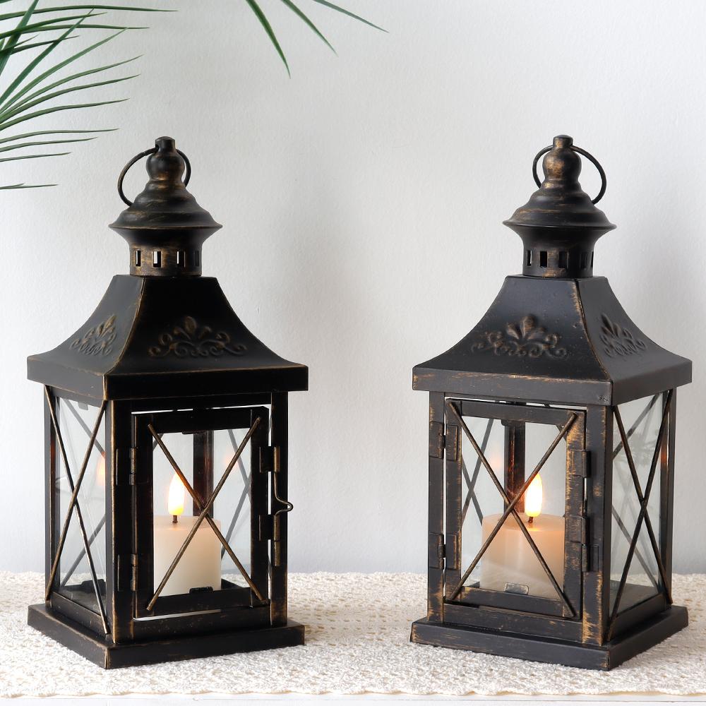 Small Metal Candle Holder Black Retro Candle Lanterns Hanging Lantern for Bedroom Living Room Garden Patio Parties Home Decor