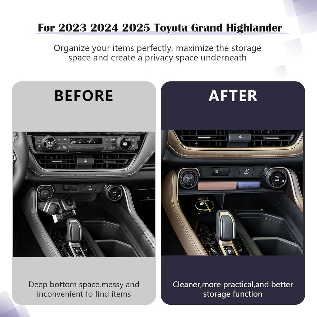 Middle Center Console Organizer Tray for 2025 2025 2025 Toyota Grand Highlander Interior Phone Dividers Gear Shifter Storage Box