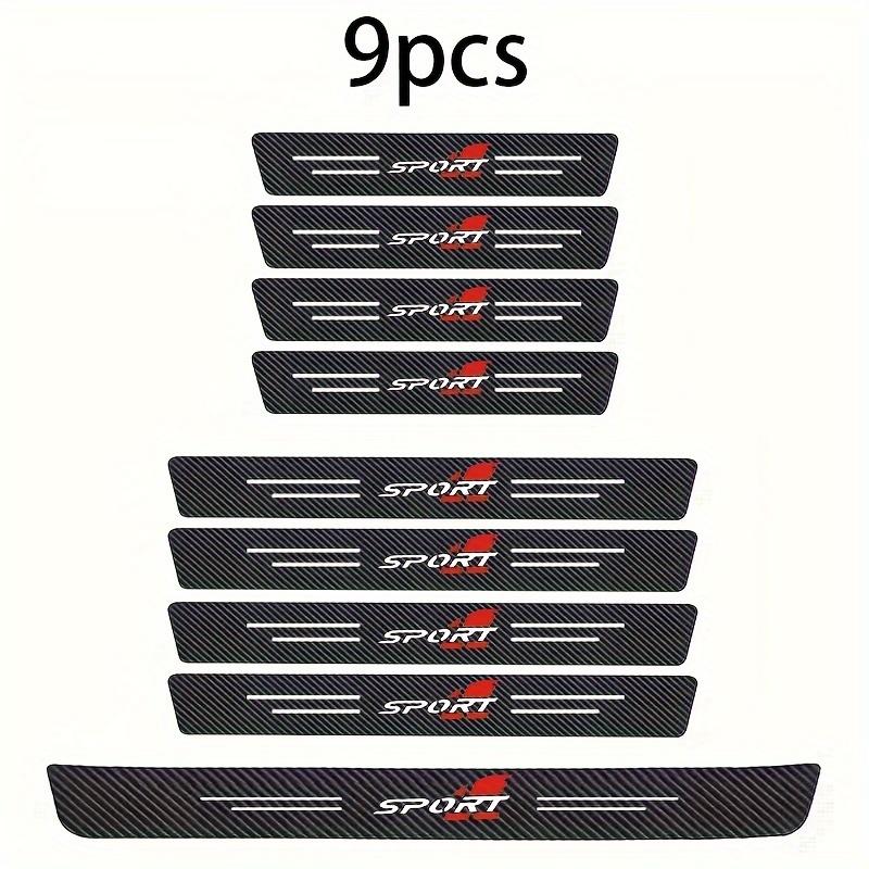 9PCS Car Door Sills Guards Stickers Film Anti Scratch Carbon Fiber Protector Scuff Pedal Cover Auto Accessories