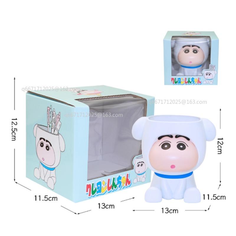 Crayon Shin Chan Anime Figures Peripheral Cartoon Decorative Ornament Storage Box Desk Accessories Organizer Pen Holders Gift