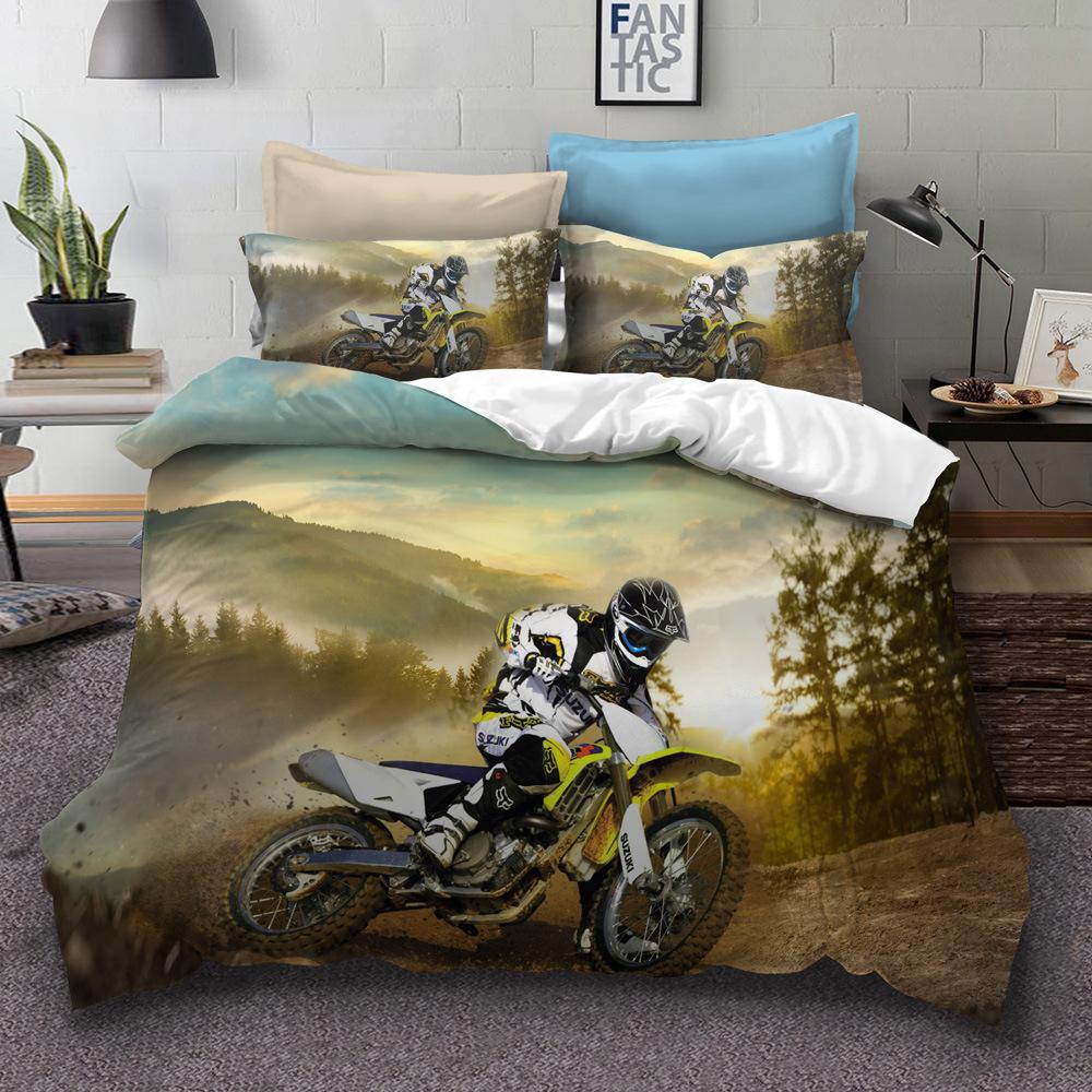 

Printed Cool Motorcycle Bedding Set Mountain Bike Duvet Cover Set Pillowcases For Boy Super Soft Soft Comfortable Cover Bed RT85 EU single(135x200cm)