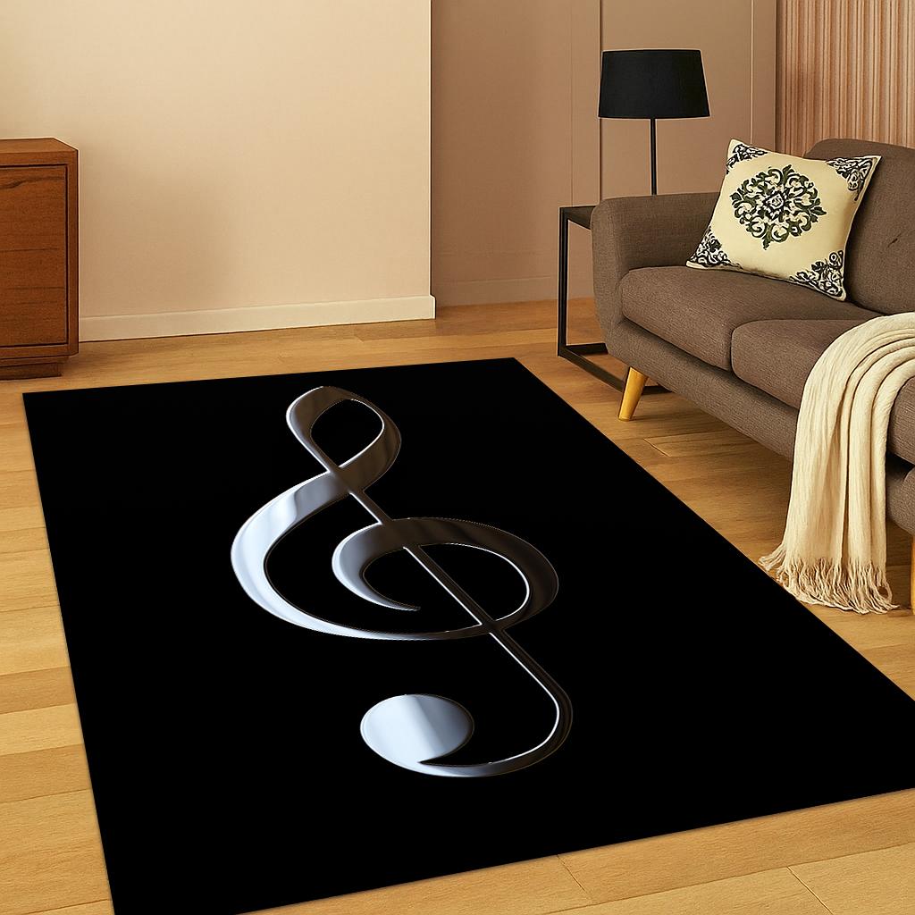 3D Music Note Art Carpet Rug Floor Mat for Living Room Sofa Home Bedroom Doormat Kitchen Decor,Playroom Non-slip Area Rug Gift