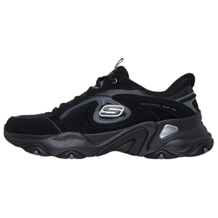 Skechers DLites 5.0 Panda Shoes Men Sneakers Black Silver 232417-BBK 39.5