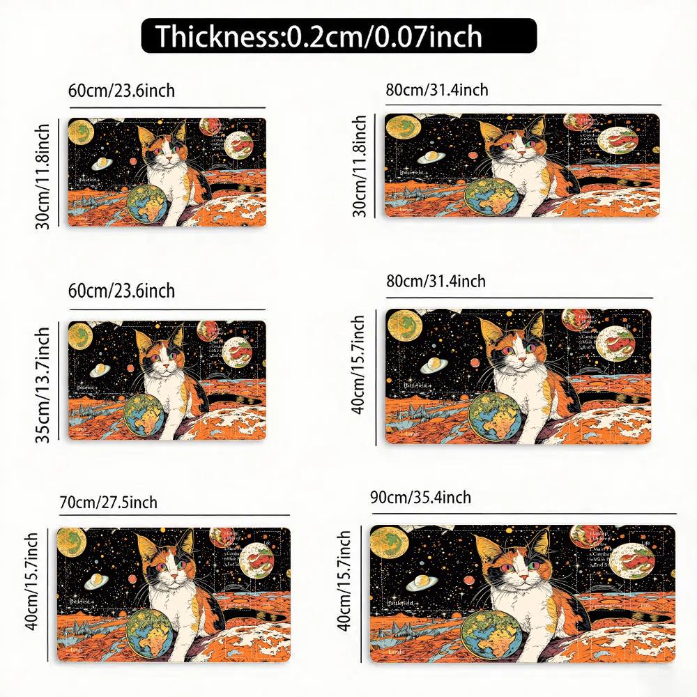 Cute Tri‑Color Cat TCG Playmat Mouse Pad Playmat 24"X14" MTG TCG Office Desk Mat for Work Game PC Laptop Rug Carpet MousePad