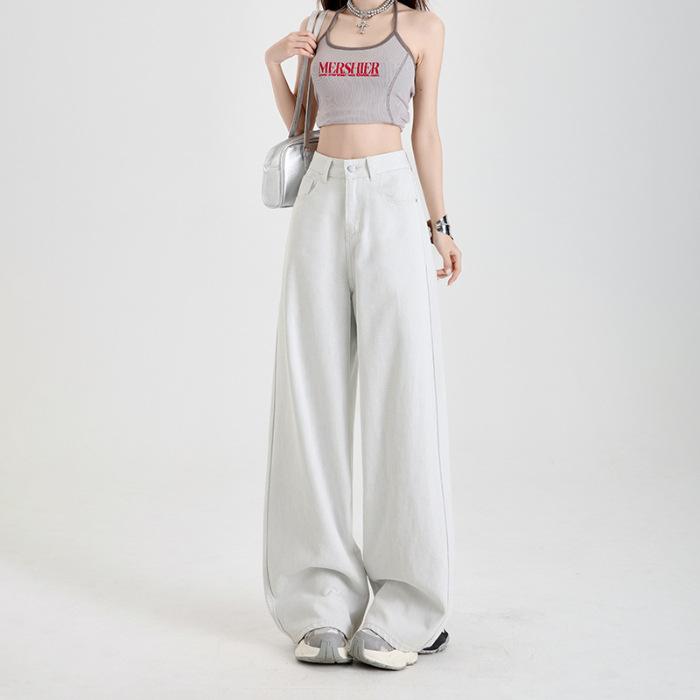 

Стройнящие широкие брюки для женщин на весну, брюки прямого кроя для женщин на весну, дышащий весенне-летний стиль 2XL