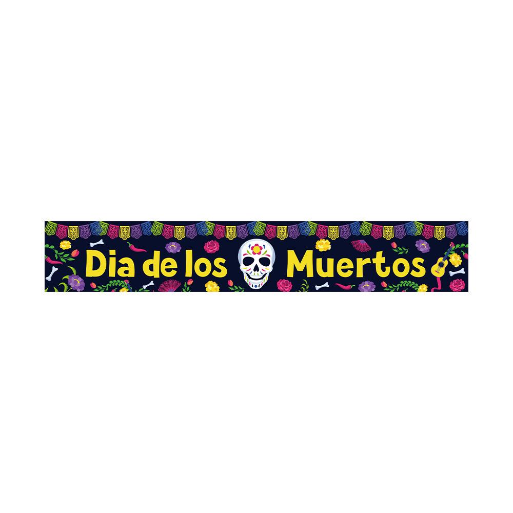 Customizable Day of the Dead Skull Banner for Halloween Party Decorations