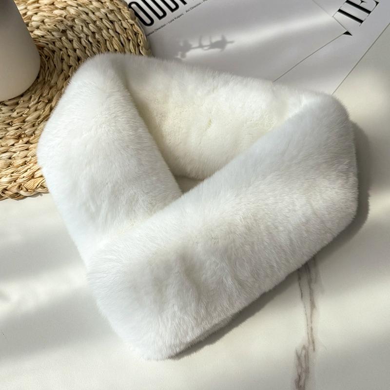 Double-sided Otter Rabbit Hair Scarf Magnet Buckle Fur Scarf Women s Winter Warm and Versatile Neck Cover 60cmx9cm