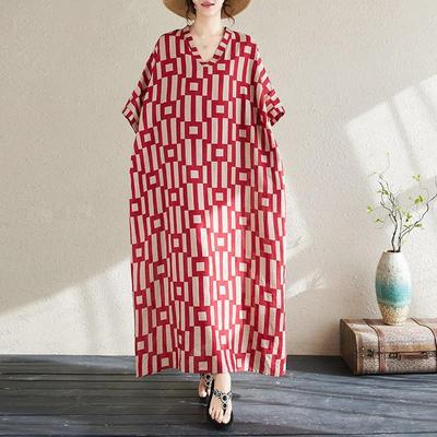 Κοντομάνικο plus size vintage νέο σε γυναικεία φορέματα casual loose Maxi μακρύ καλοκαιρινό φόρεμα