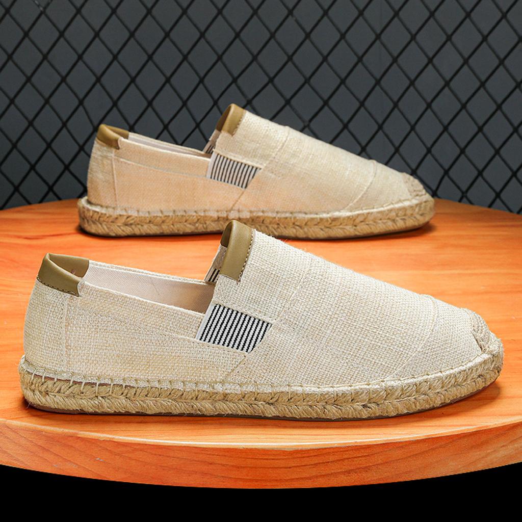 2025New Men Linen Casual Shoes Women Handmade Weaving Fisherman Shoes Fashion Casual Flat Espadrilles Driving Shoes Big Size