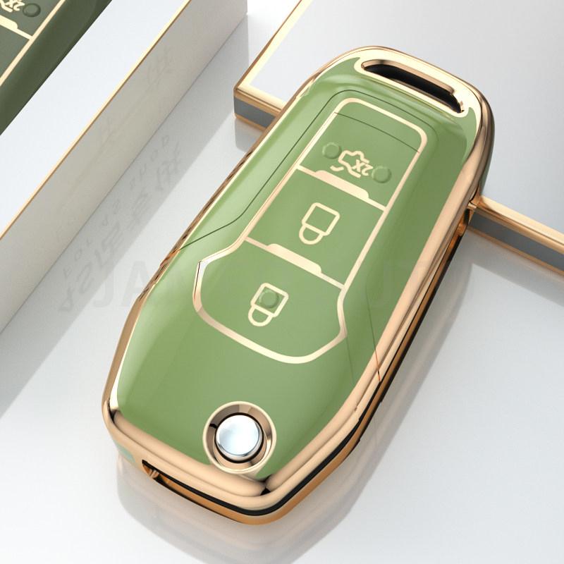 Tpu Car Key Shell Case For Ford F-150 F-250 F-350 Explorer Ranger Ka Fiesta Mondeo Car Folding Key Cover Holder Keychain Set
