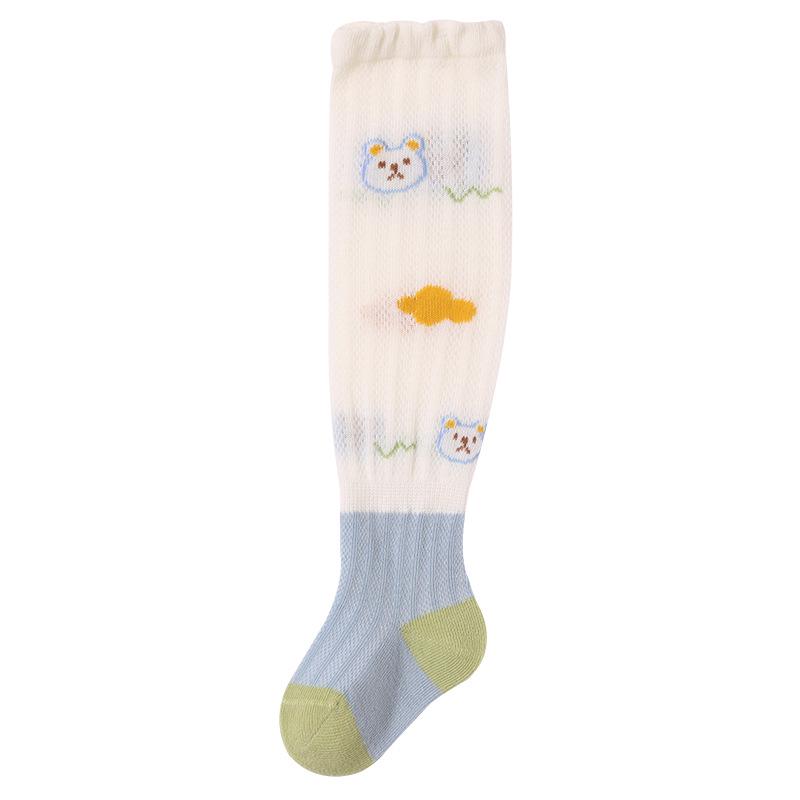 Liu Cheng Hang Cartoon Mesh Long Socks - Breathable Cotton for Babies and Toddlers