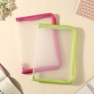 Bolsa Multifuncional Transparente con Cremallera Color Sólido Bolsillo para Archivos Carpeta Creativa para Archivos Estudiantes