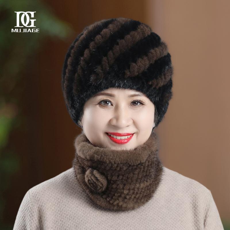 Mink Hat Winter Mink Hair, Mink Hat for Warm Grandma, Middle Aged and Old Lady, Mother's Hat