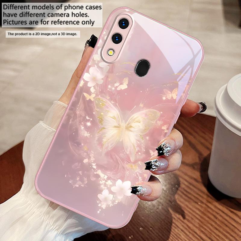 Dreamy Striped Butterfly For Samsung A73 72 71 A70 56 55 54 A53 52 51 50 42 A35 A34 33 32 31 26 25 24 23 22 30 Glass Phone Case