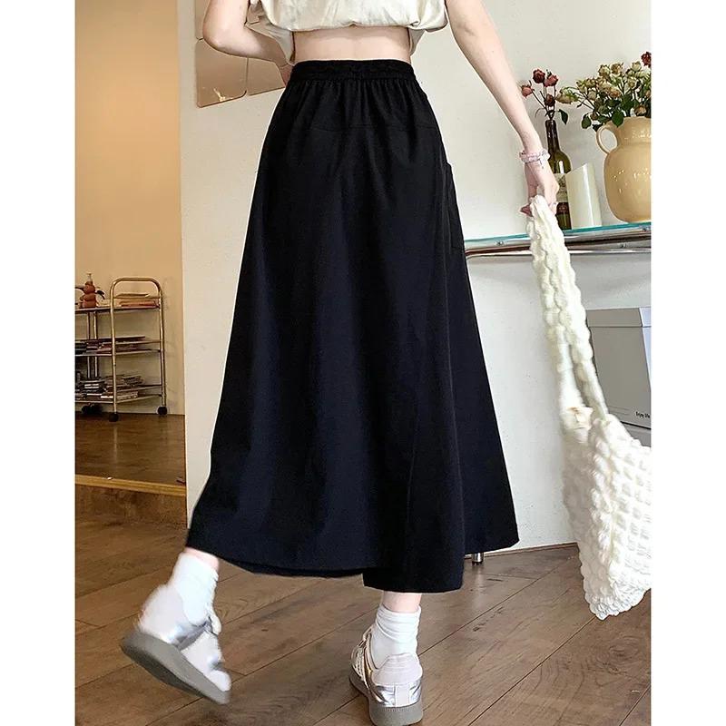 Girls Elastic High Waisted Long Pants Lady Comfortable Wide Leg Trousers Women Korean Fashion Solid Color Slacks
