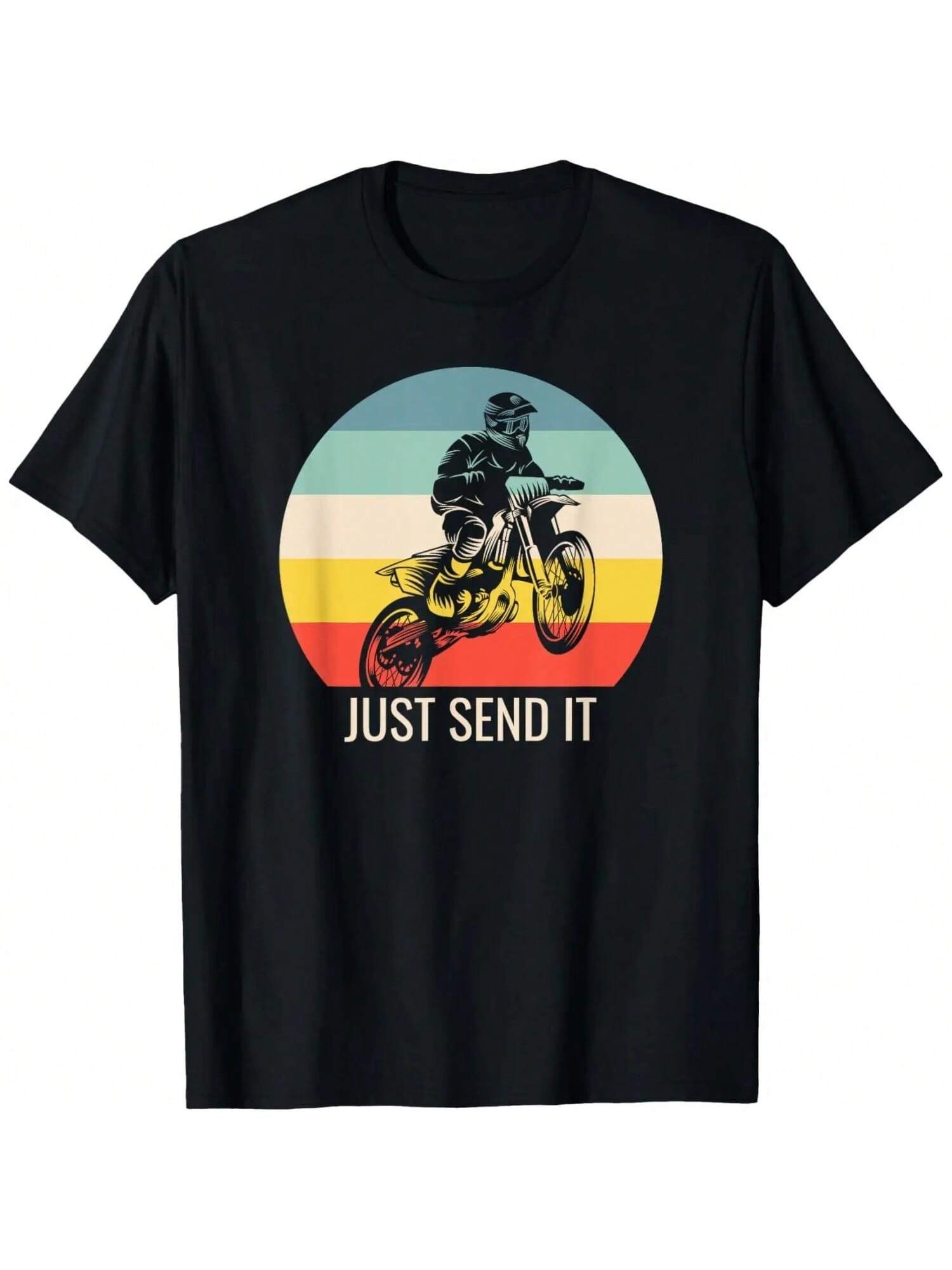Dirt Bike, Motocross, Sunset; Just Send It T-Shirt S разноцветный