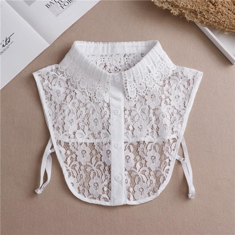 White Embroidery Fake Collar Women Shoulder Wraps Shawl Detachable Shirt Collar Lace False Collar Lapel Blouse Accessories